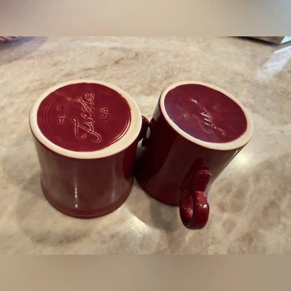 Fiesta ware cinnabar coffee mugs x2